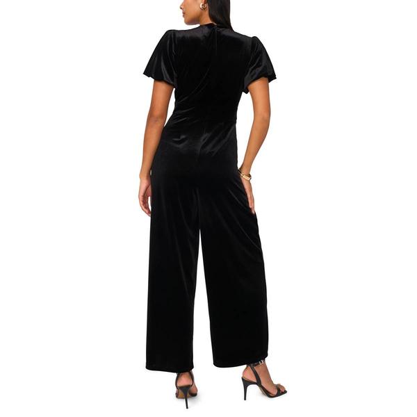 Womens MSK Puff Sleeve Velvet Jumpsuit