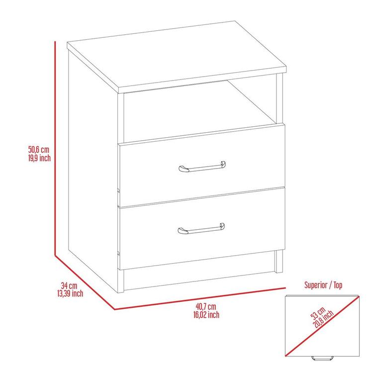 FM FURNITURE Oklahoma 2 Drawer Nightstand