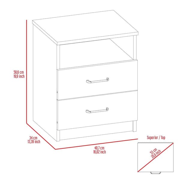 FM FURNITURE Oklahoma 2 Drawer Nightstand