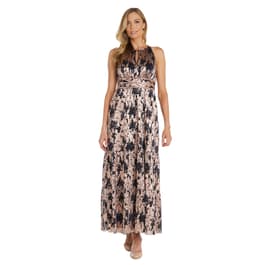 Womens R&M Richards Sleeveless Halter Neck Foil Maxi Dress