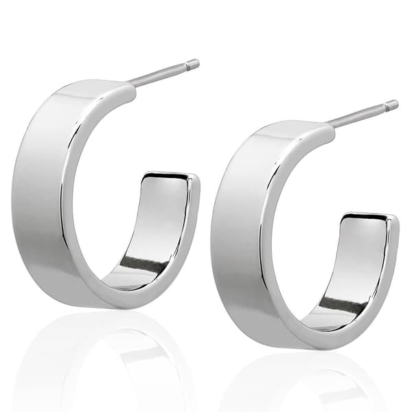 Gianni Argento 6x20mm Silver Plated Flat Hoop Earrings - image 