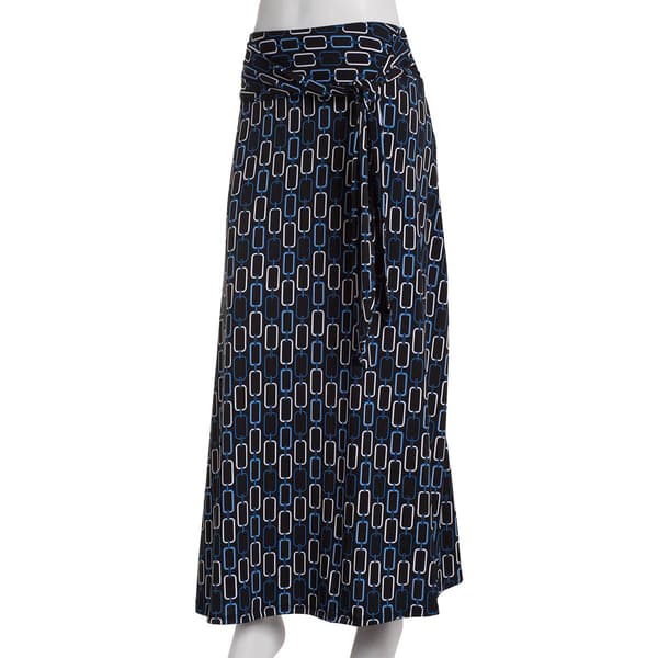 Womens NY Collection Pull On Sash Belted Chain Skirt - Black/Blue