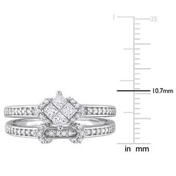 Diamond Classics™ 1/2ctw. Princess Diamond Silver Bridal Ring Set