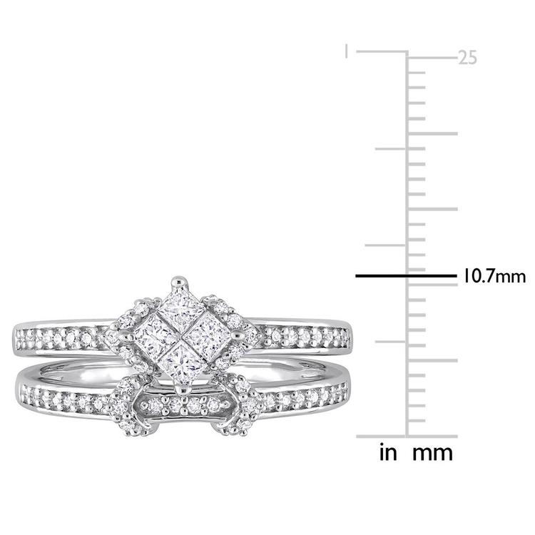 Diamond Classics™ 1/2ctw. Princess Diamond Silver Bridal Ring Set