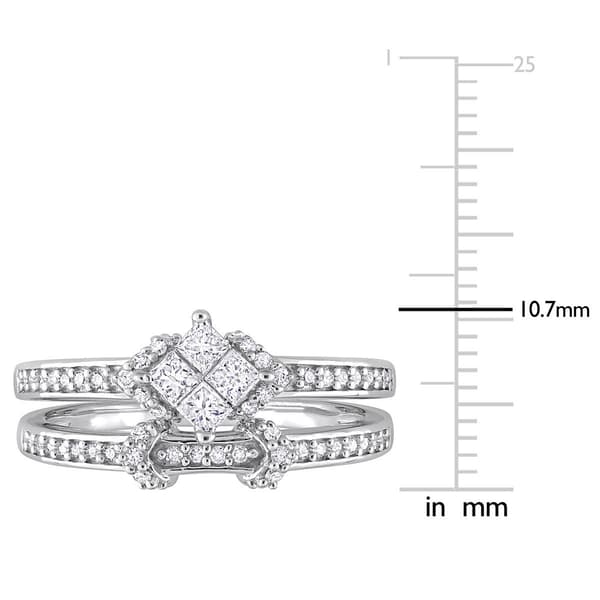 Diamond Classics™ 1/2ctw. Princess Diamond Silver Bridal Ring Set