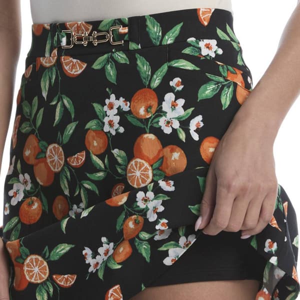 Womens Rafaella® Floral Orange Horse Bit Belted Skort