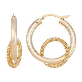 Evergold Gold Over Resin Double Interloop Textured Hoop Earrings
