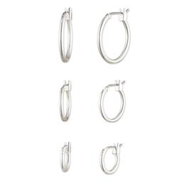 Nine West Silver Small Hoop Trio Hoop Earrings