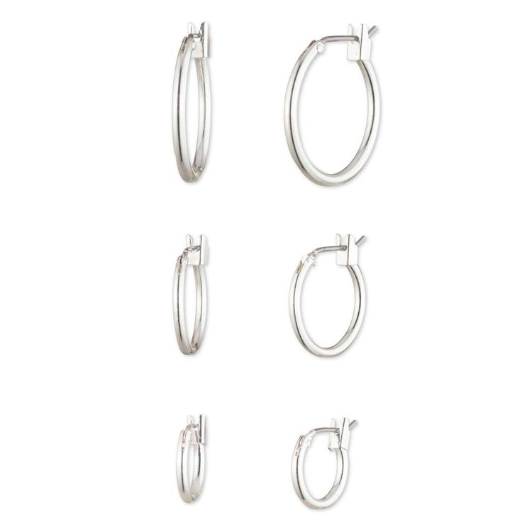 Nine West Silver Small Hoop Trio Hoop Earrings