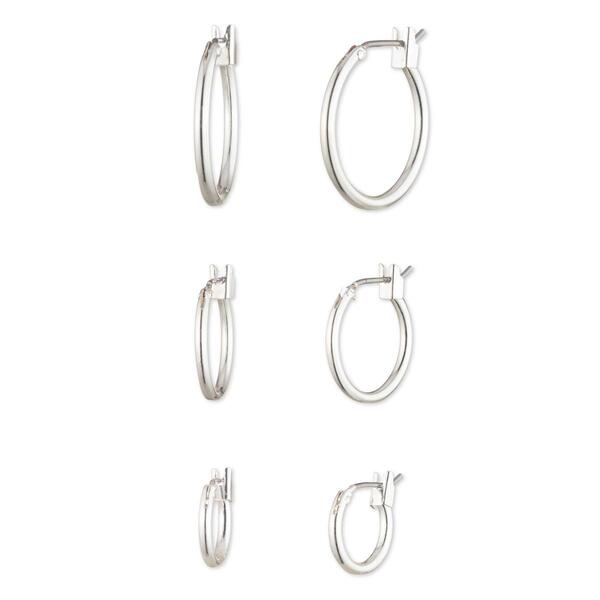 Nine West Silver Small Hoop Trio Hoop Earrings - image 