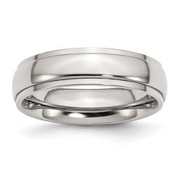 Mens Gentlemen's Classics(tm) 6mm Polished Silver & Ridged Edge Band