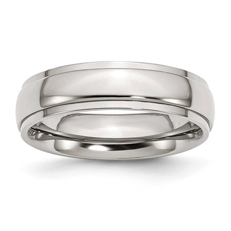 Mens Gentlemen's Classics(tm) 6mm Polished Silver & Ridged Edge Band