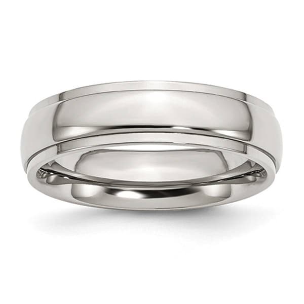 Mens Gentlemen's Classics&#40;tm&#41; 6mm Polished Silver & Ridged Edge Band - image 