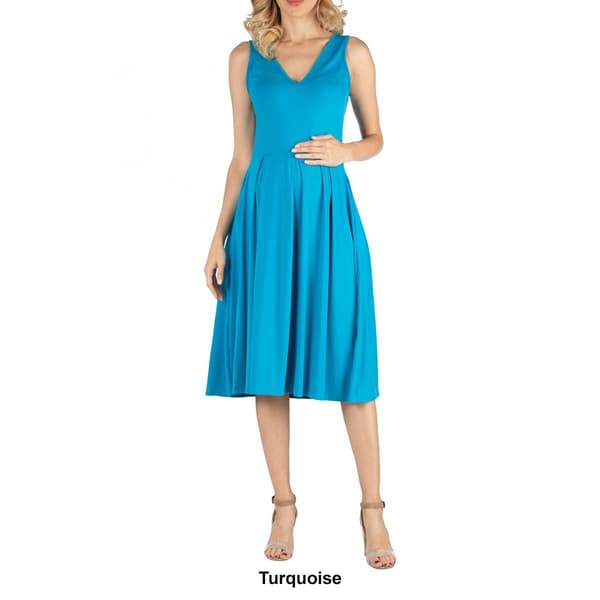 Womens 24/7 Comfort Apparel Sleeveless Maternity Midi Dress