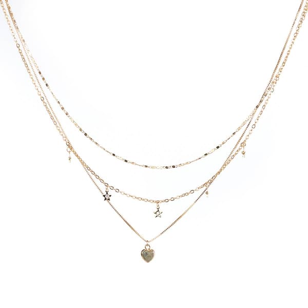 Ashley Layered Star & Heart Charms Layered Necklace - image 