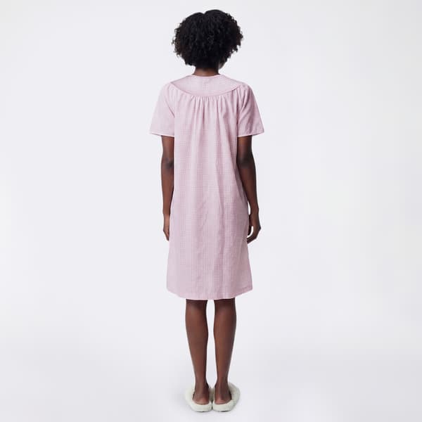 Womens Moon to Noon Short Sleeve Gingham Snap Duster