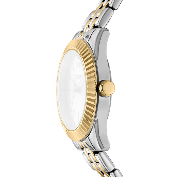 Womens DKNY Fluted Bezel Green Dial Two-Tone Watch - DK1L017M1095