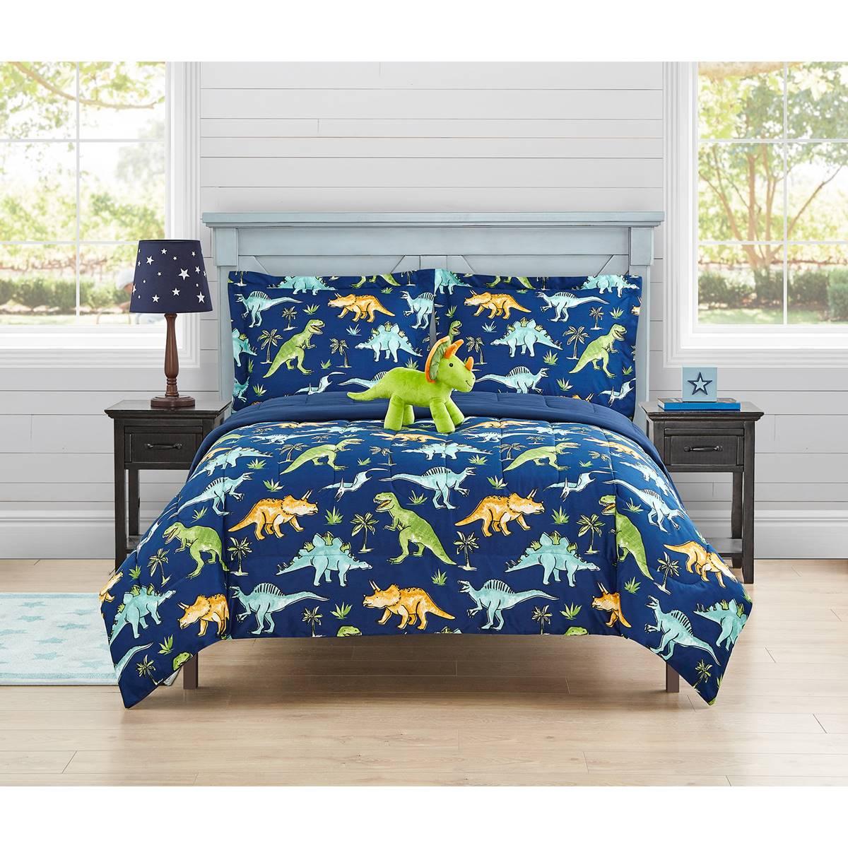 Alex & Bella Watercolor Dinosaur Microfiber Comforter...