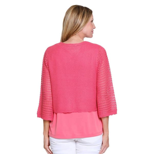 Petite Multiples 3/4 Sleeve Tie Front Open Knit Cardigan