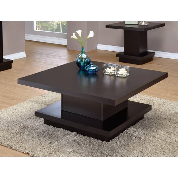 Coaster Pedestal Square Coffee Table - Cappuccino