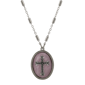 Symbols of Faith Oval Semi-Precious Pewter Cross Necklace - image 1