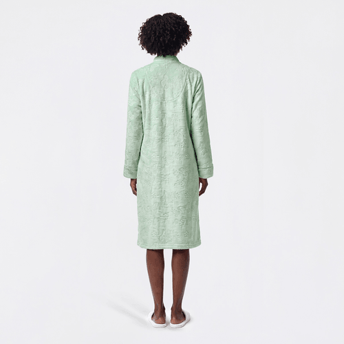 Plus Size Jasmine Rose Long Sleeve Floral/Butterfly Zip Robe