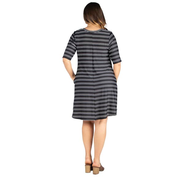 Plus Size 24/7 Comfort Apparel Stripe Shirt Dress
