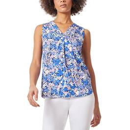 Womens Jones New York Sleeveless Pleated Front Floral Print Top