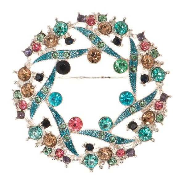 Napier Gold-Tone & Multi Wreath Pin - image 
