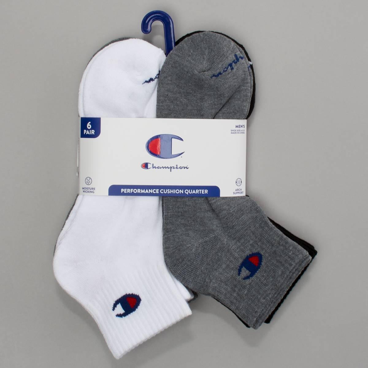 Mens Champion(R) 6pk. Quarter Socks