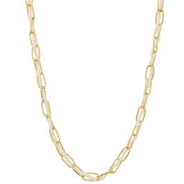 Design Collection Gold-Tone Oval Link Chain Pearl Necklace