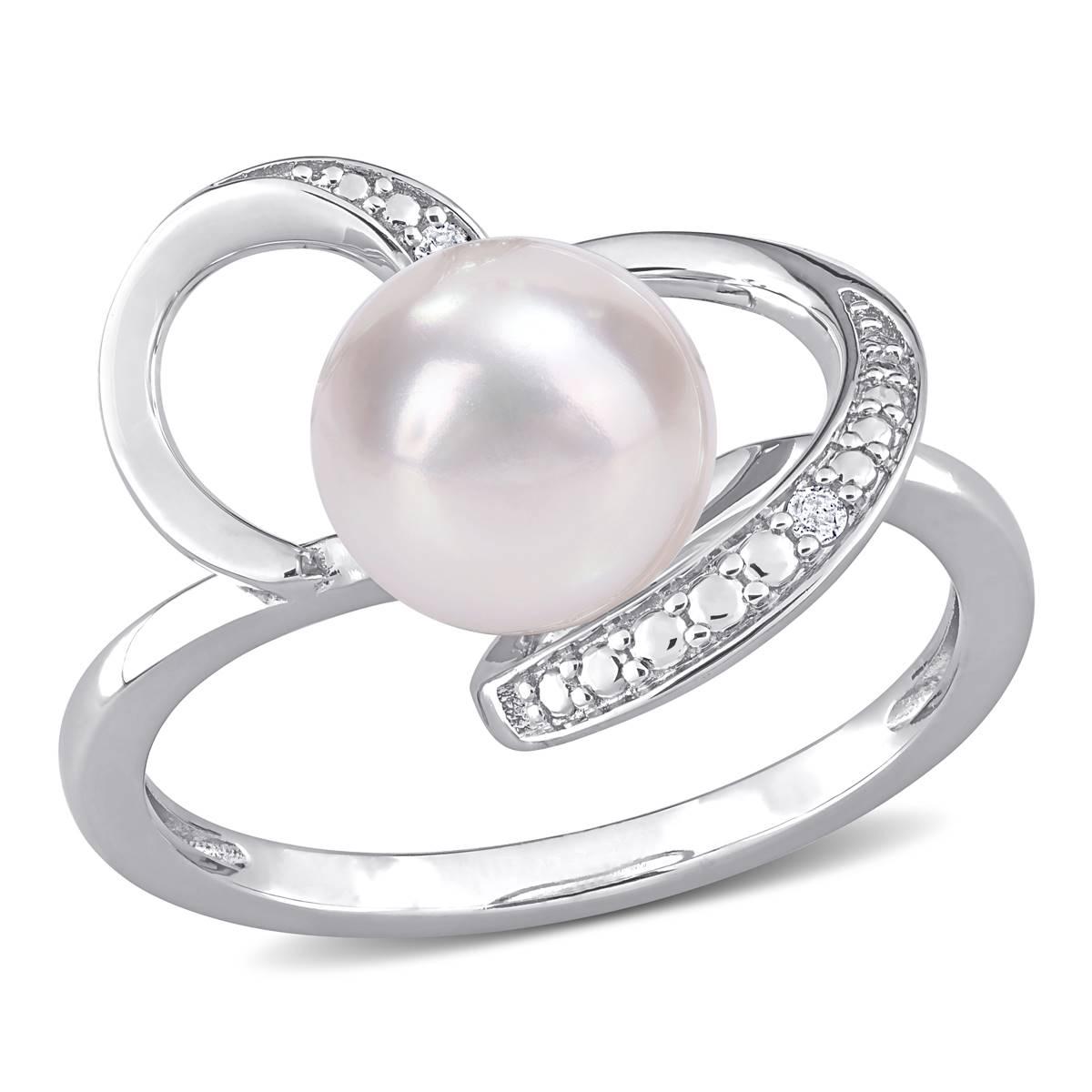 Gemstone Classics™ Cultured Pearl & Diamond Heart Ring