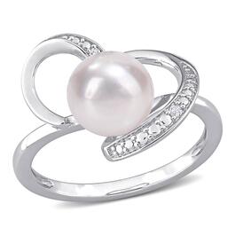 Gemstone Classics&#40;tm&#41; Cultured Pearl & Diamond Heart Ring