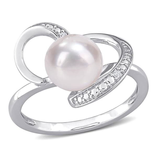 Gemstone Classics(tm) Cultured Pearl & Diamond Heart Ring