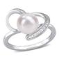 Gemstone Classics&#40;tm&#41; Cultured Pearl & Diamond Heart Ring - image 1