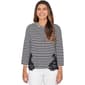 Womens Ruby Rd. Sunset Blvd 3/4 Sleeve Stripe Lace Blouse - image 1