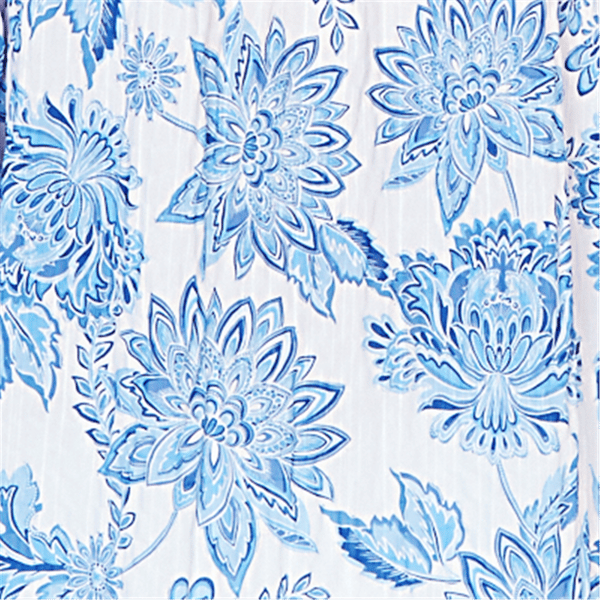 Womens Hearts of Palm Embraceable Blue Floral Crinkle Blouse