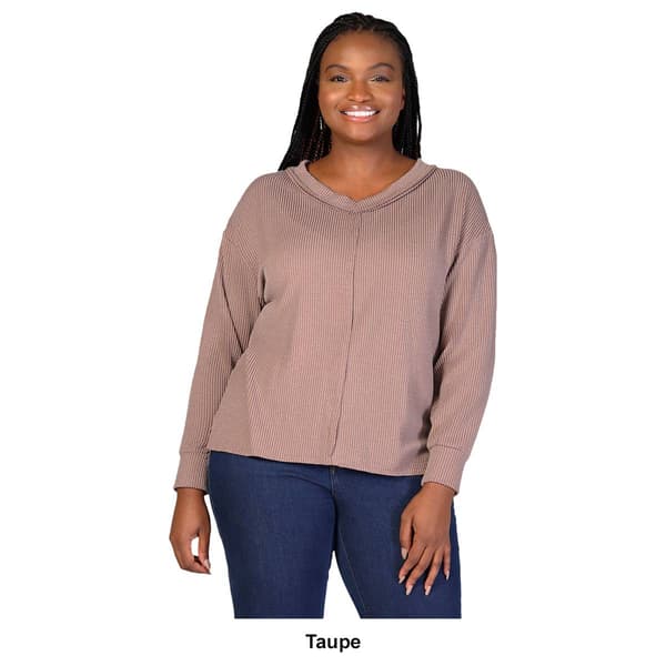 Plus Size 24/7 Comfort Apparel Relaxed Fit V Neck Sweater Top