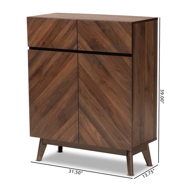 Baxton Studio Hartman Walnut Brown Finished Wood Shoe Cabinet