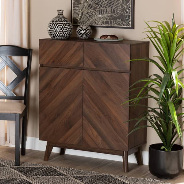 Baxton Studio Hartman Walnut Brown Finished Wood Shoe Cabinet