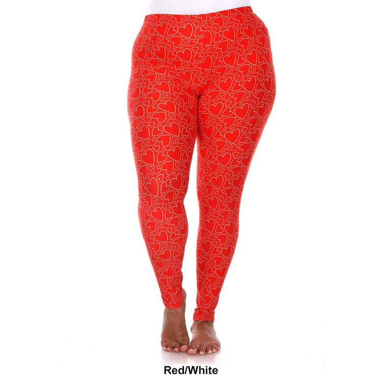 Plus Size White Mark High-Rise Heart Print Leggings