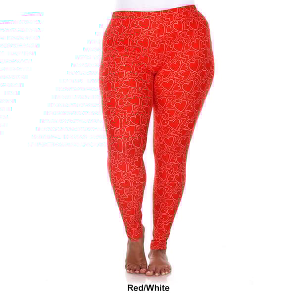 Plus Size White Mark High-Rise Heart Print Leggings