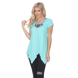 Womens White Mark Fenella Short Sleeve Embellished Tunic