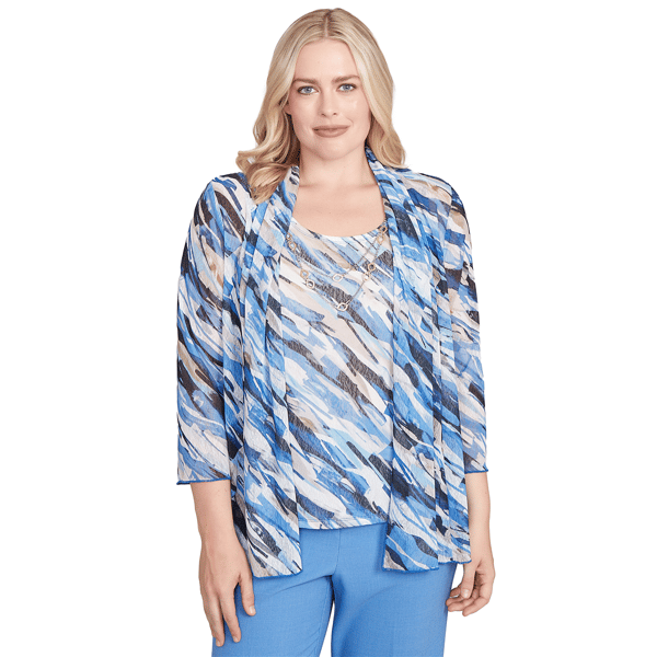 Womens Alfred Dunner Business As Usual Textured Mesh Printed Two