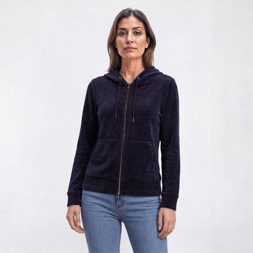 Womens Nautica Long Sleeve Solid Rib Knit Hoodie