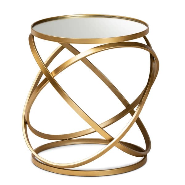Baxton Studio Desma Gold Finished Metal/Mirrored Glass End Table - image 