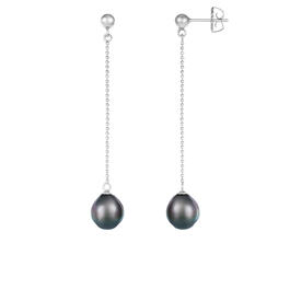 Splendid Pearls Sterling Silver Dangling Tahitian Pearl Earrings