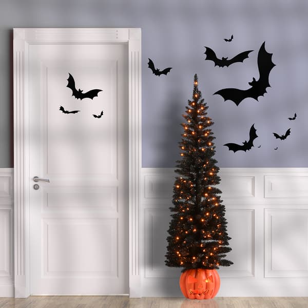 National Tree 6ft. Halloween Half Tree with Orange Lights