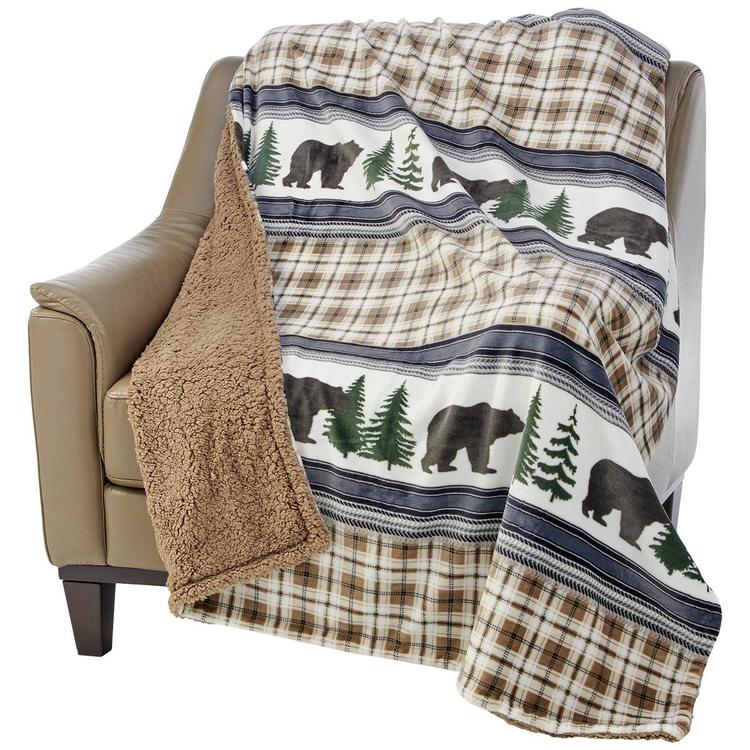 Mountain Ridge Highland Trail Reversible Sherpa Throw