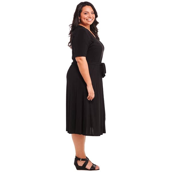 Plus Size MSK Solid Elbow Sleeve Surplus Midi Dress